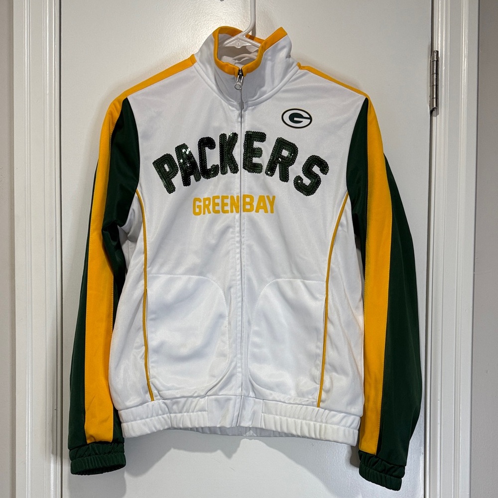 Green Bay Packers White Sequin Jacket - Picture 1 of 4